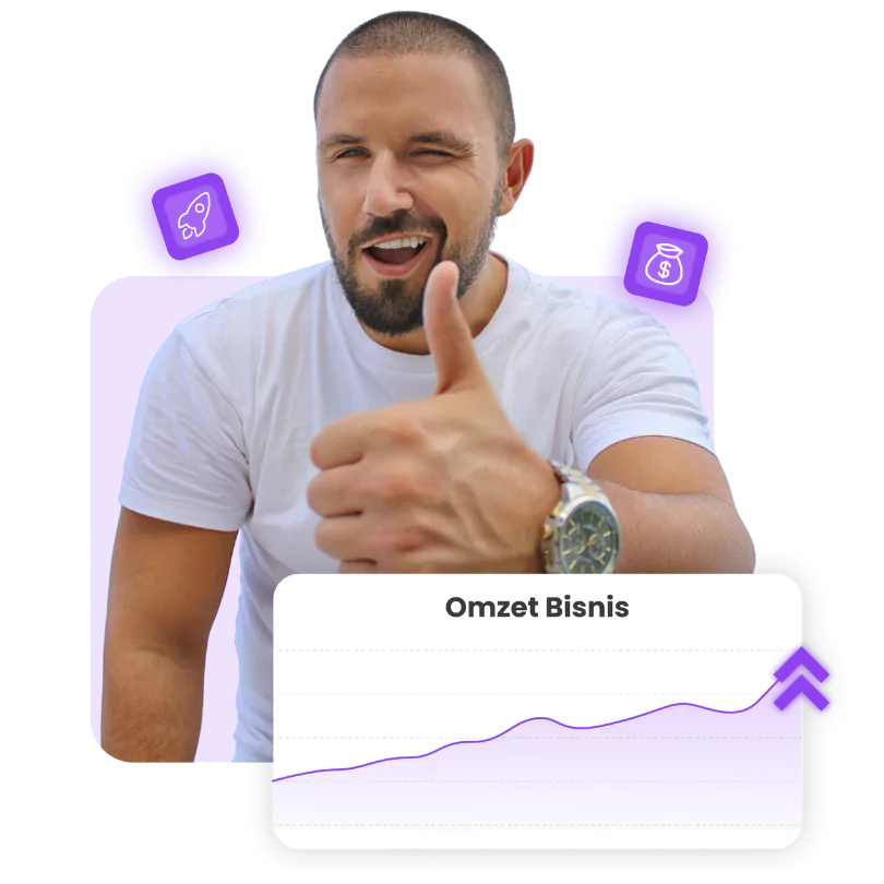 Man with up omzet